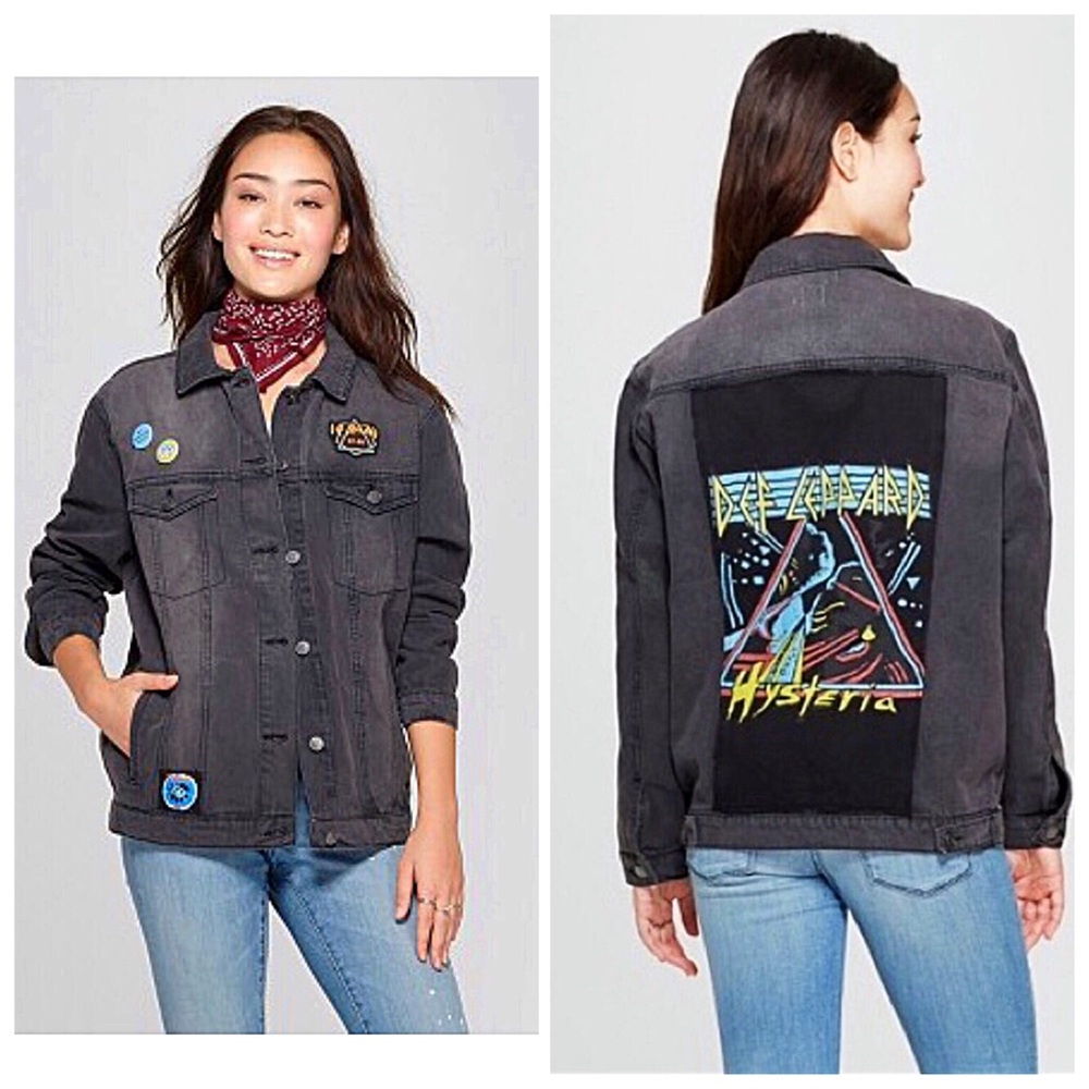 Def Leopard Band Black Denim Jean Jacket by Junk Food